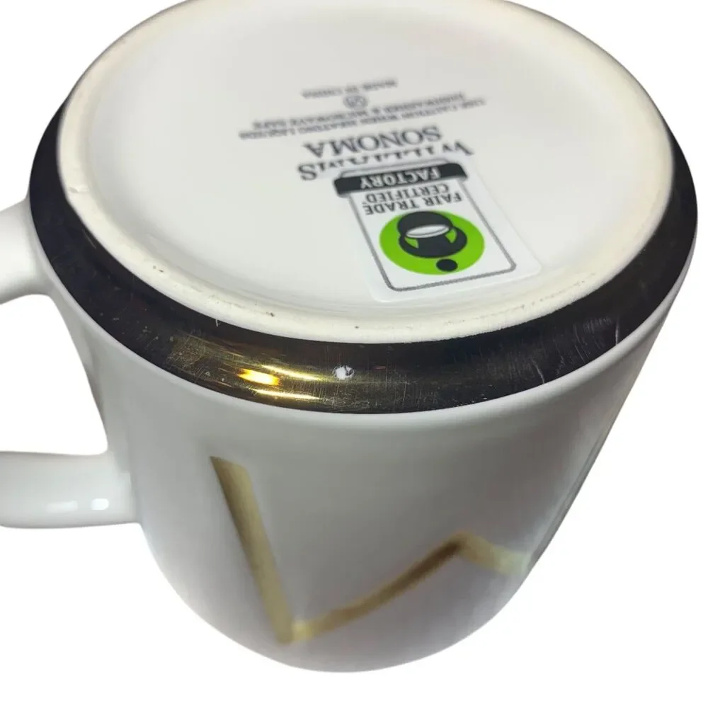 Williams Sonoma Monogram Initial Capital M Coffee Tea Mug Gold Trim